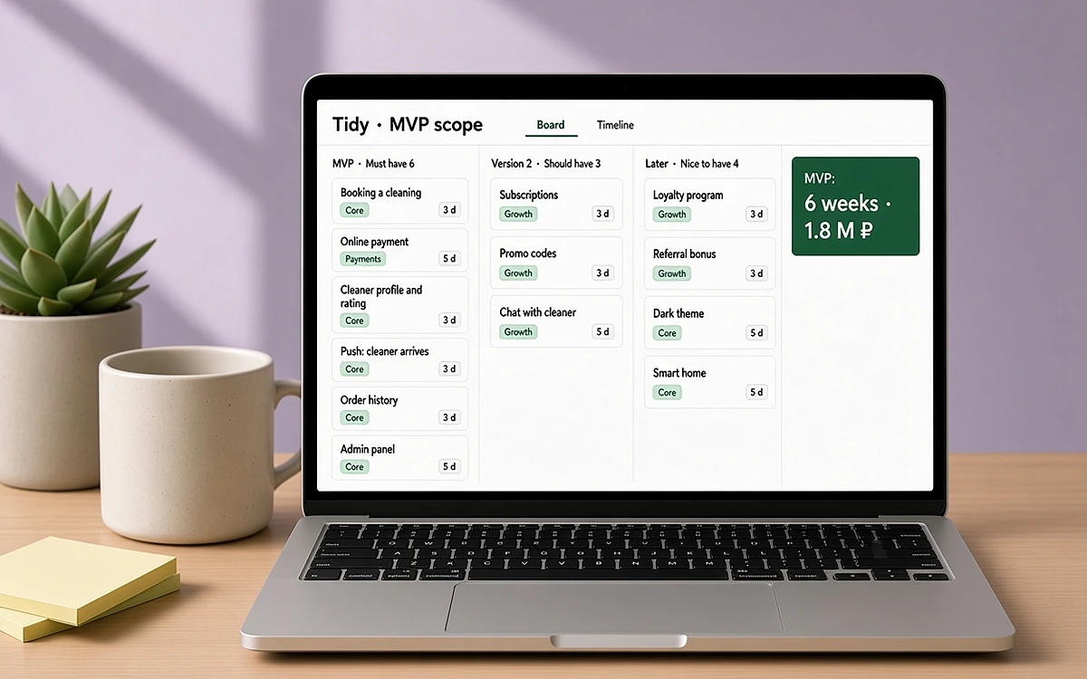 Дорожная карта: какие функции войдут в MVP продукта