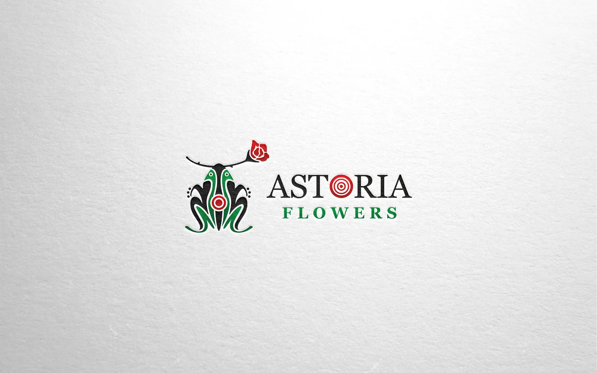 Логотип Astoria Flowers с тиснением на бумаге