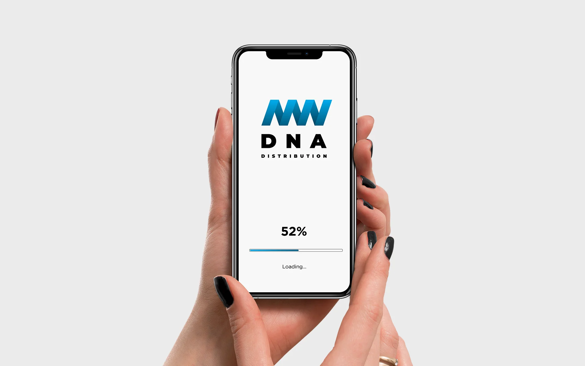 Экран загрузки приложения DNA Distribution на телефоне