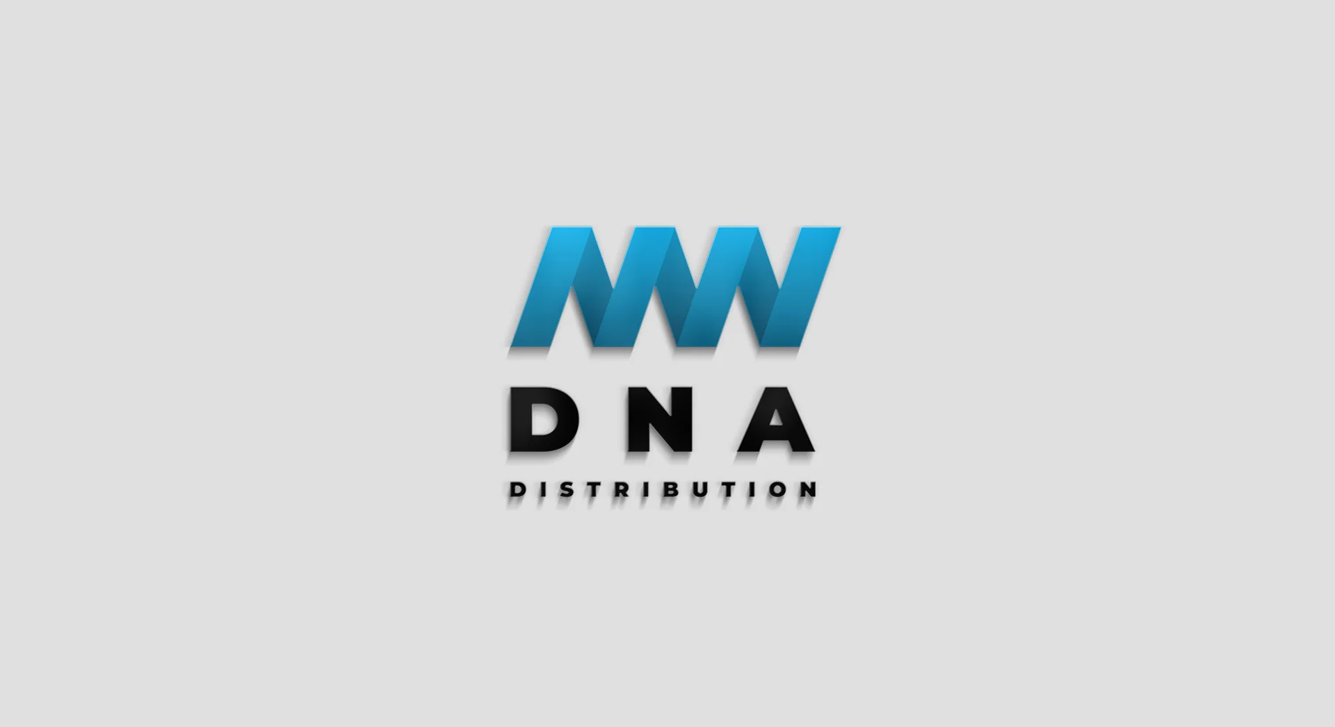 Объёмный логотип DNA Distribution на сером фоне