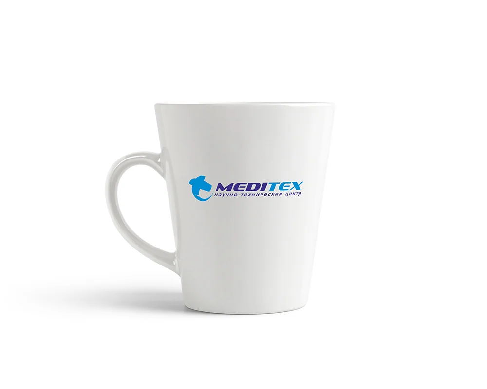Белая кружка с логотипом Meditex