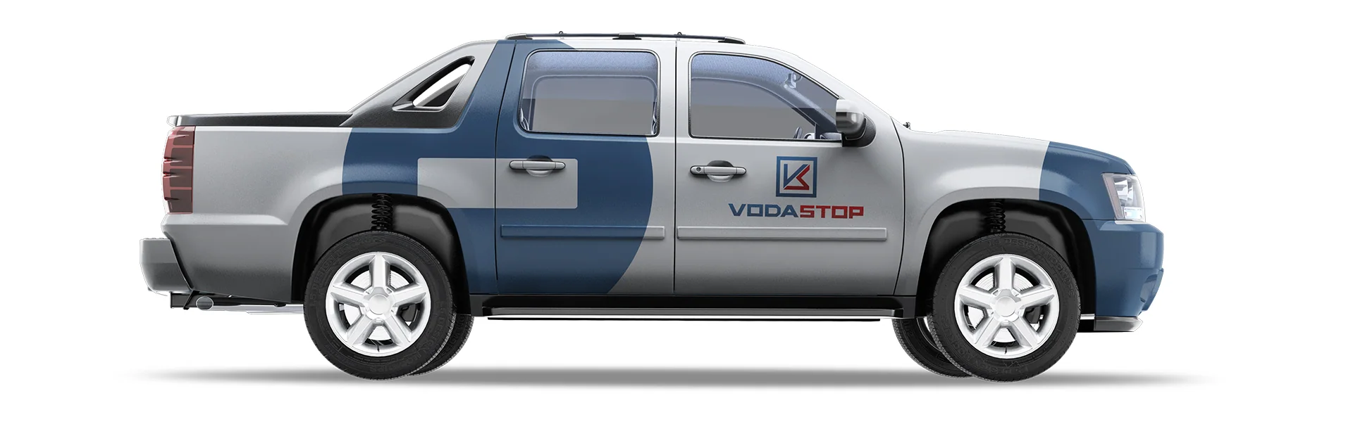 Пикап VODASTOP с синей фирменной графикой
