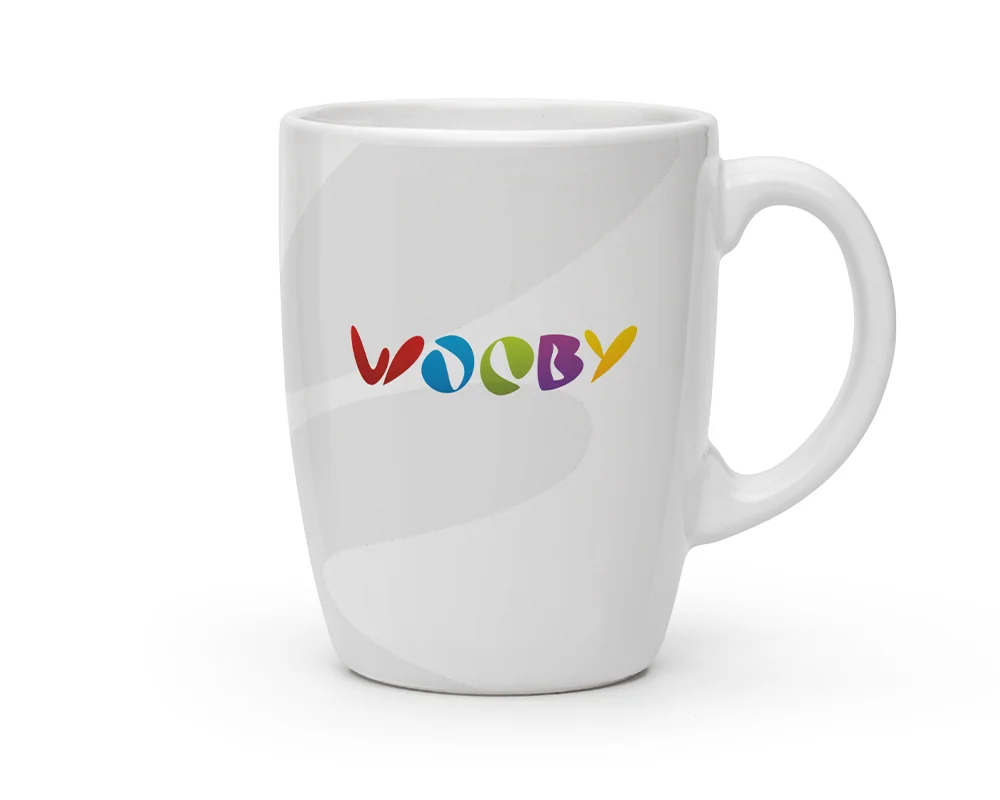 Белая кружка с логотипом Wooby