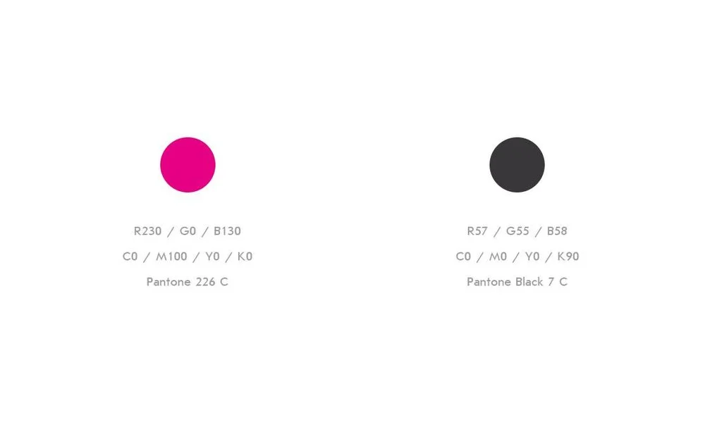 Фирменные цвета Altego IT: малиновый и графитовый с кодами RGB, CMYK и Pantone