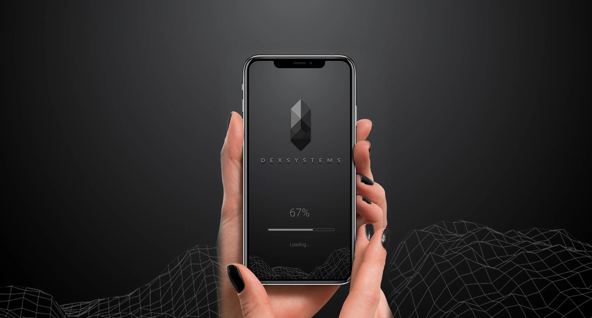 Тёмный фон с цифровым рельефом в стиле Dex Systems