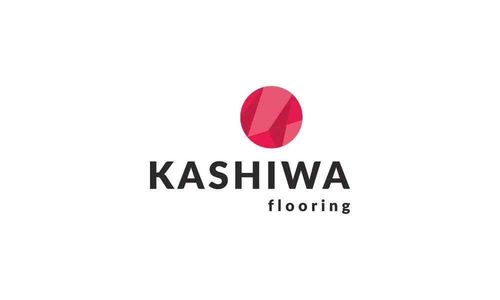 Логотип Kashiwa Flooring: красный круг из граней и название