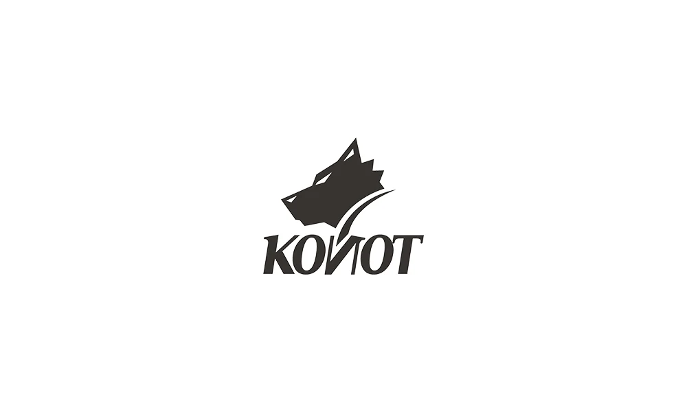 Логотип «Койот»: голова койота с острыми ушами над названием