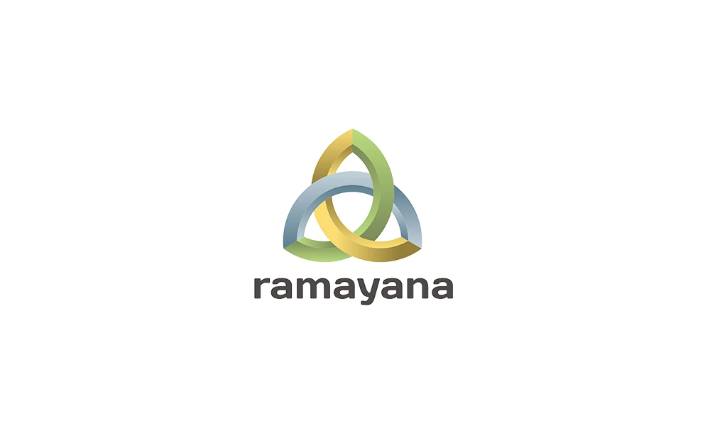 Логотип Ramayana: объёмный узел из трёх лент над надписью
