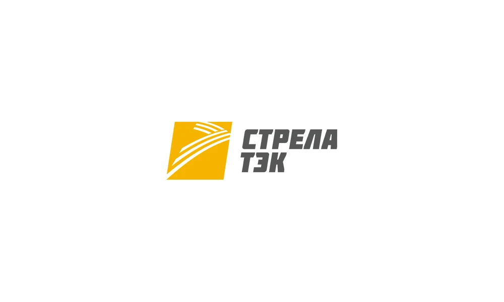 Логотип «Стрела ТЭК»: жёлтый знак со стрелой и наклонная надпись